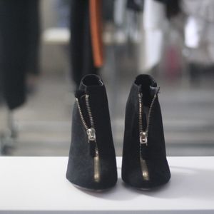 Zara Black Bootie with Gold Zipper Front